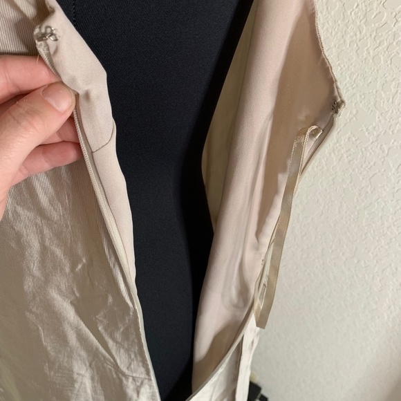 LOFT Ann Taylor Shiny Light Gold Ruffle Fit And Flare Pretty Dress Size 12(1067) - Picture 8 of 16